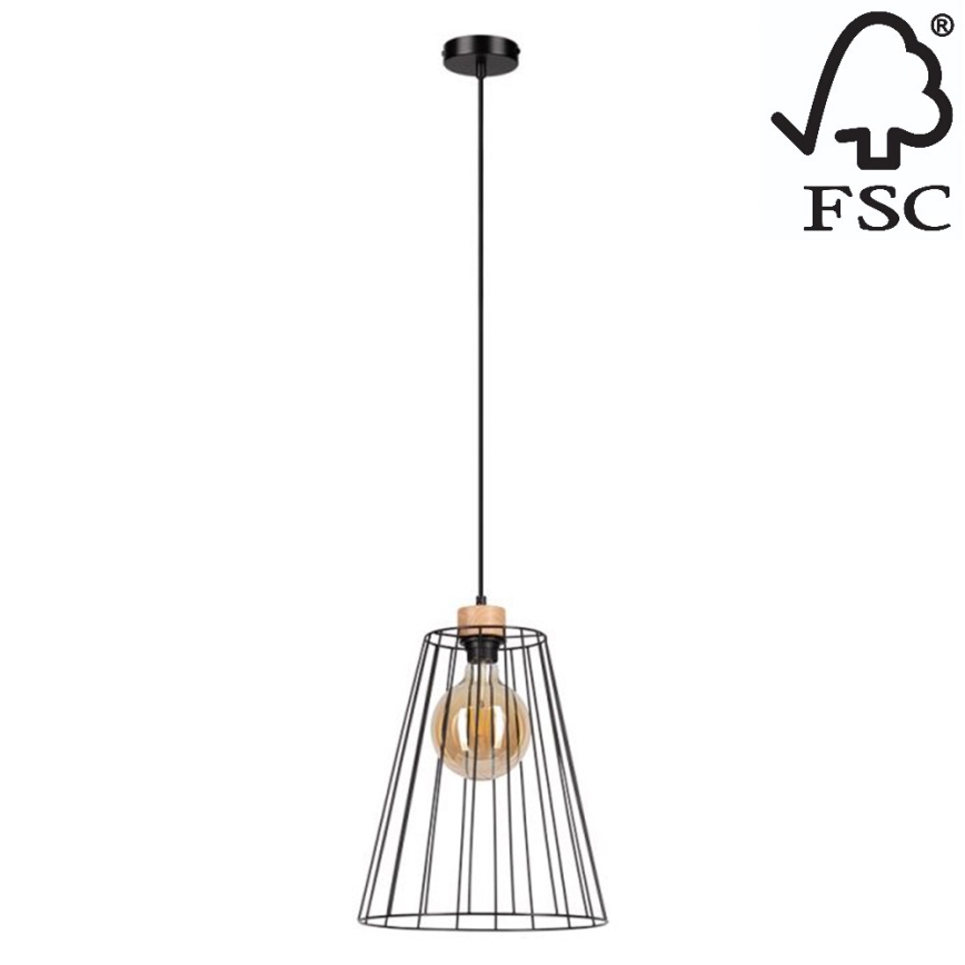 Candelabro suspenso ORAZIO 1xE27/60W/230V carvalho - certificado por FSC