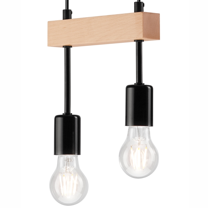 Candelabro suspenso ORAZIO 2xE27/60W/230V faia - FSC certificado