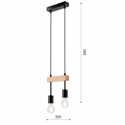 Candelabro suspenso ORAZIO 2xE27/60W/230V faia - FSC certificado