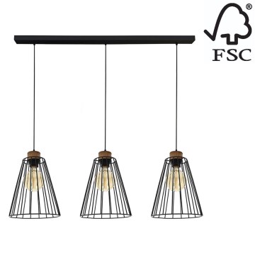 Candelabro suspenso ORAZIO 3xE27/60W/230V pinho - certificado por FSC