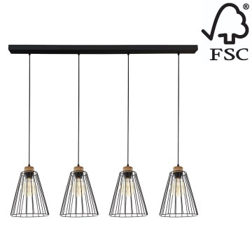 Candelabro suspenso ORAZIO 4xE27/60W/230V carvalho - certificado por FSC