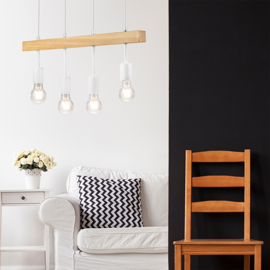Candelabro suspenso ORAZIO 4xE27/60W/230V faia - FSC certificado