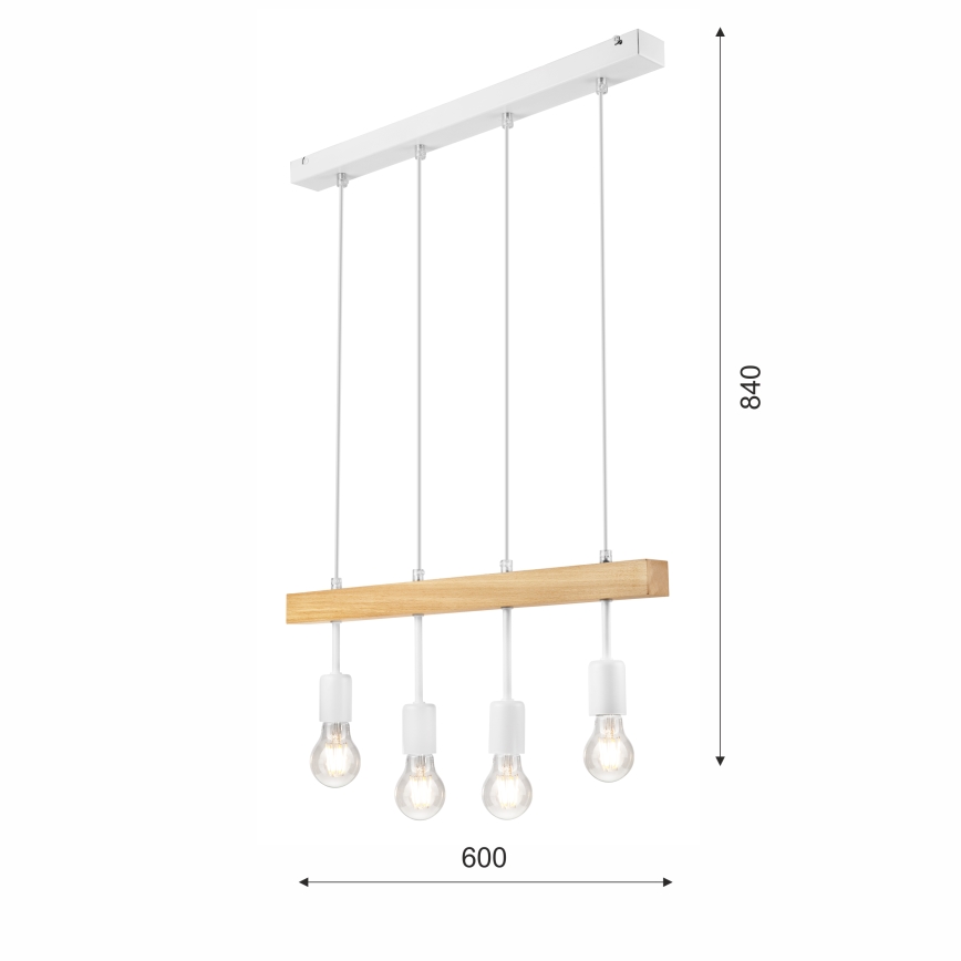 Candelabro suspenso ORAZIO 4xE27/60W/230V faia - FSC certificado