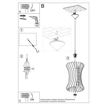 Candelabro suspenso ORIANA 1xE27/60W/230V