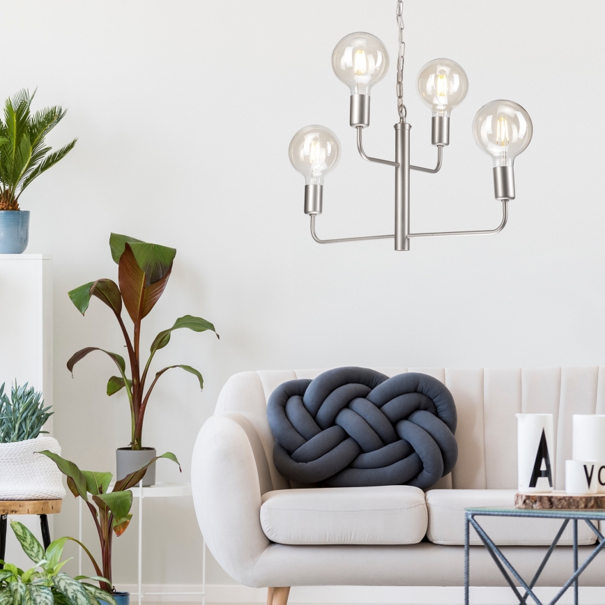 Candelabro suspenso ORLANDO 4xE27/60W/230V prateado