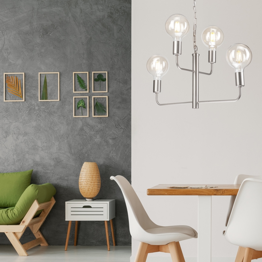 Candelabro suspenso ORLANDO 4xE27/60W/230V prateado