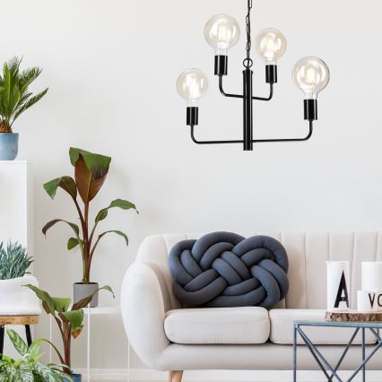 Candelabro suspenso ORLANDO 4xE27/60W/230V preto