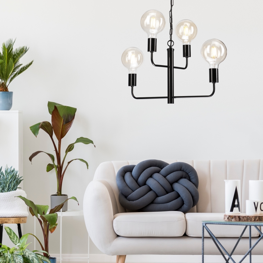 Candelabro suspenso ORLANDO 4xE27/60W/230V preto