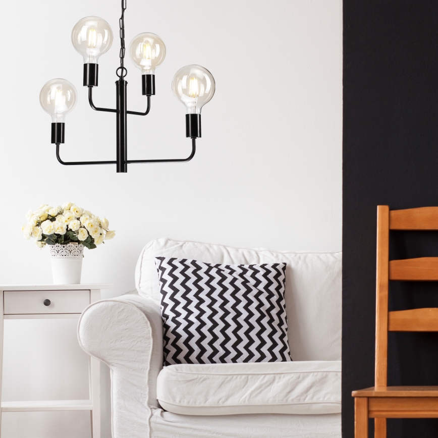 Candelabro suspenso ORLANDO 4xE27/60W/230V preto