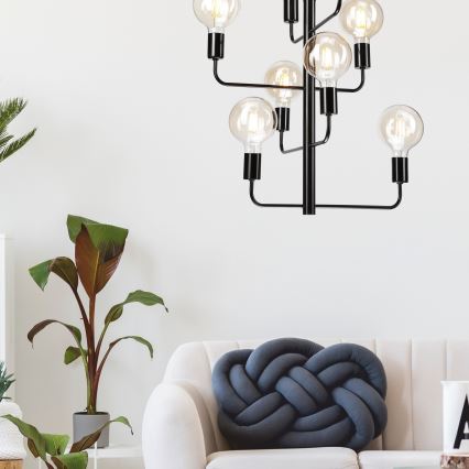 Candelabro suspenso ORLANDO 8xE27/60W/230V preto