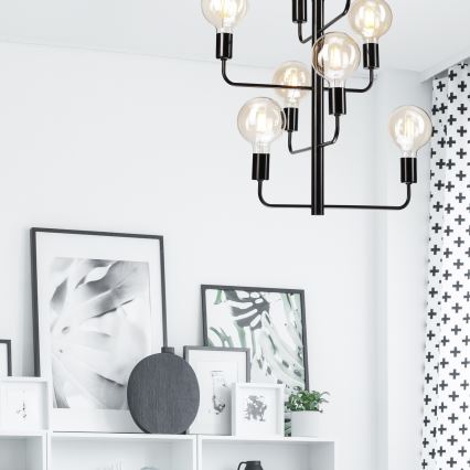 Candelabro suspenso ORLANDO 8xE27/60W/230V preto