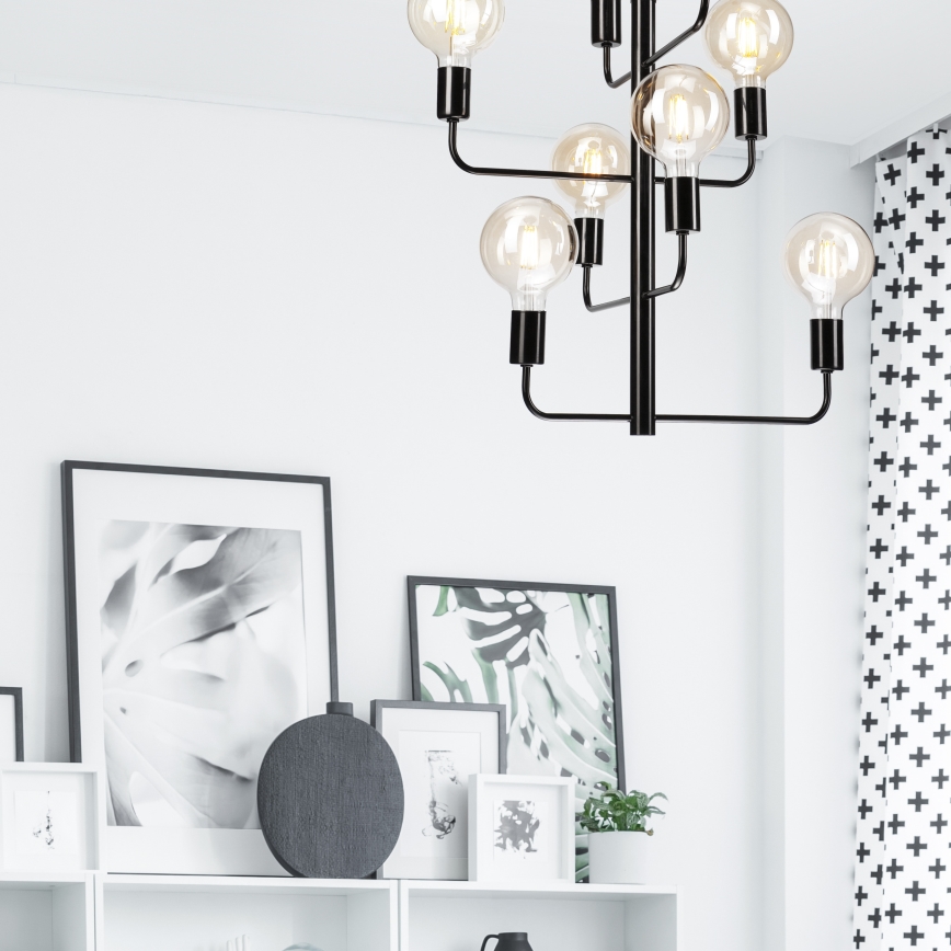 Candelabro suspenso ORLANDO 8xE27/60W/230V preto