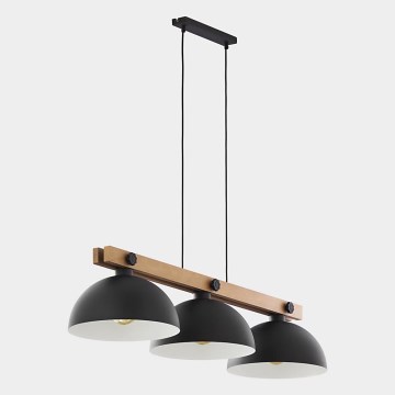 Candelabro suspenso OSLO 3xE27/60W/230V preto/madeira
