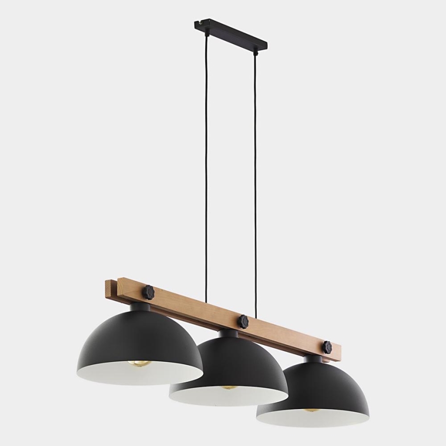 Candelabro suspenso OSLO 3xE27/60W/230V preto/madeira