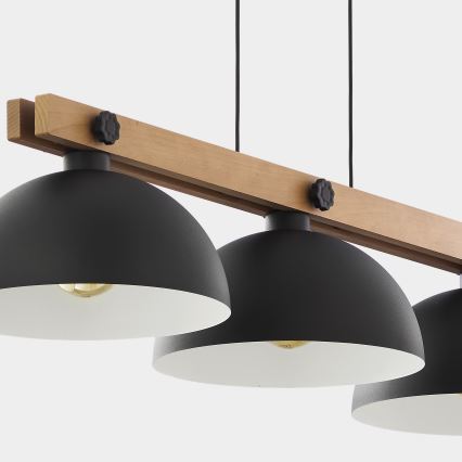 Candelabro suspenso OSLO 3xE27/60W/230V preto/madeira