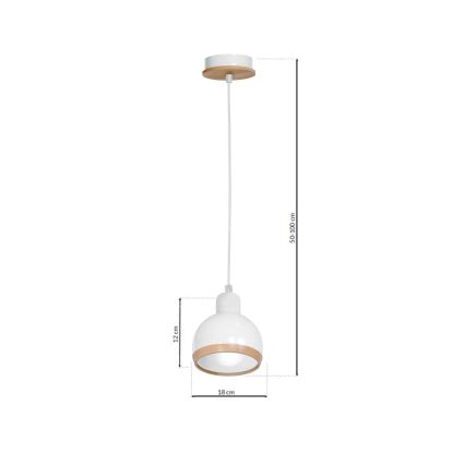 Candelabro suspenso OVAL 1xE27/60W/230V branco