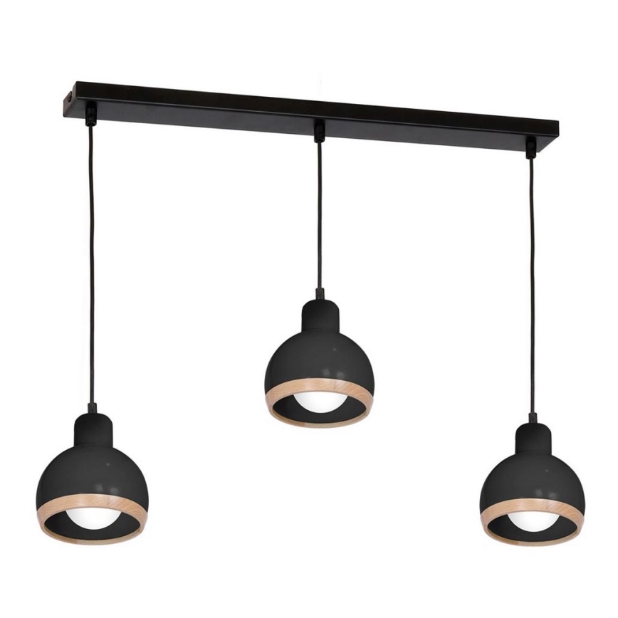 Candelabro suspenso OVAL 3xE27/60W/230V preto
