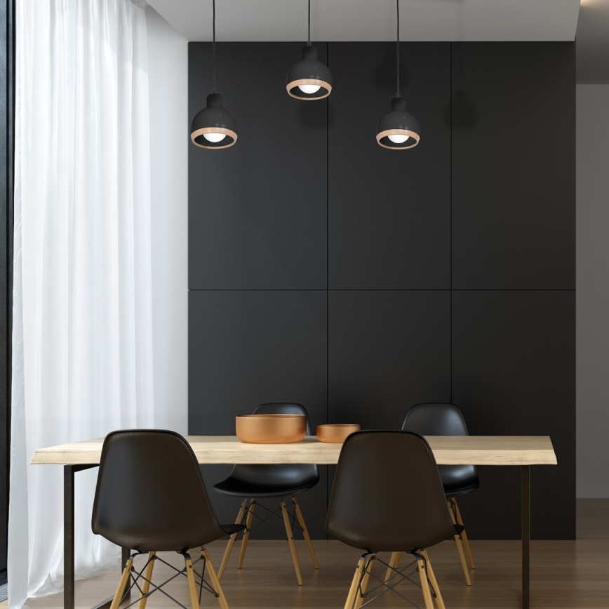 Candelabro suspenso OVAL 3xE27/60W/230V preto