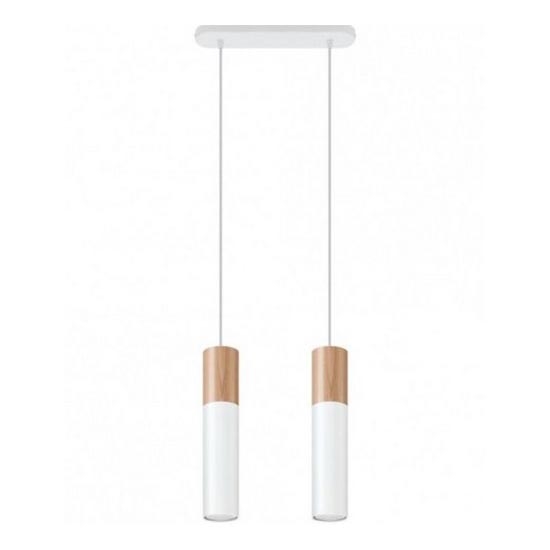 Candelabro suspenso PABLO 2xGU10/40W/230V branco/faia