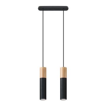 Candelabro suspenso PABLO 2xGU10/40W/230V preto/faia