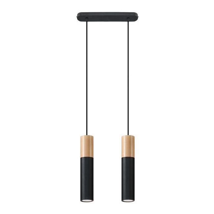 Candelabro suspenso PABLO 2xGU10/40W/230V preto/faia