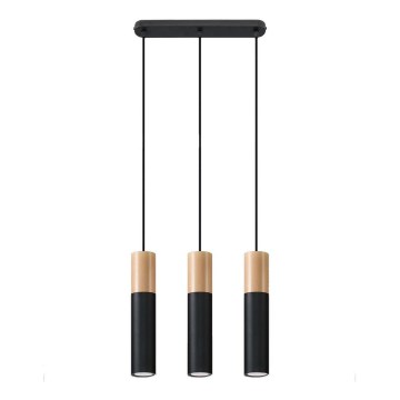 Candelabro suspenso PABLO 3xGU10/40W/230V preto/faia
