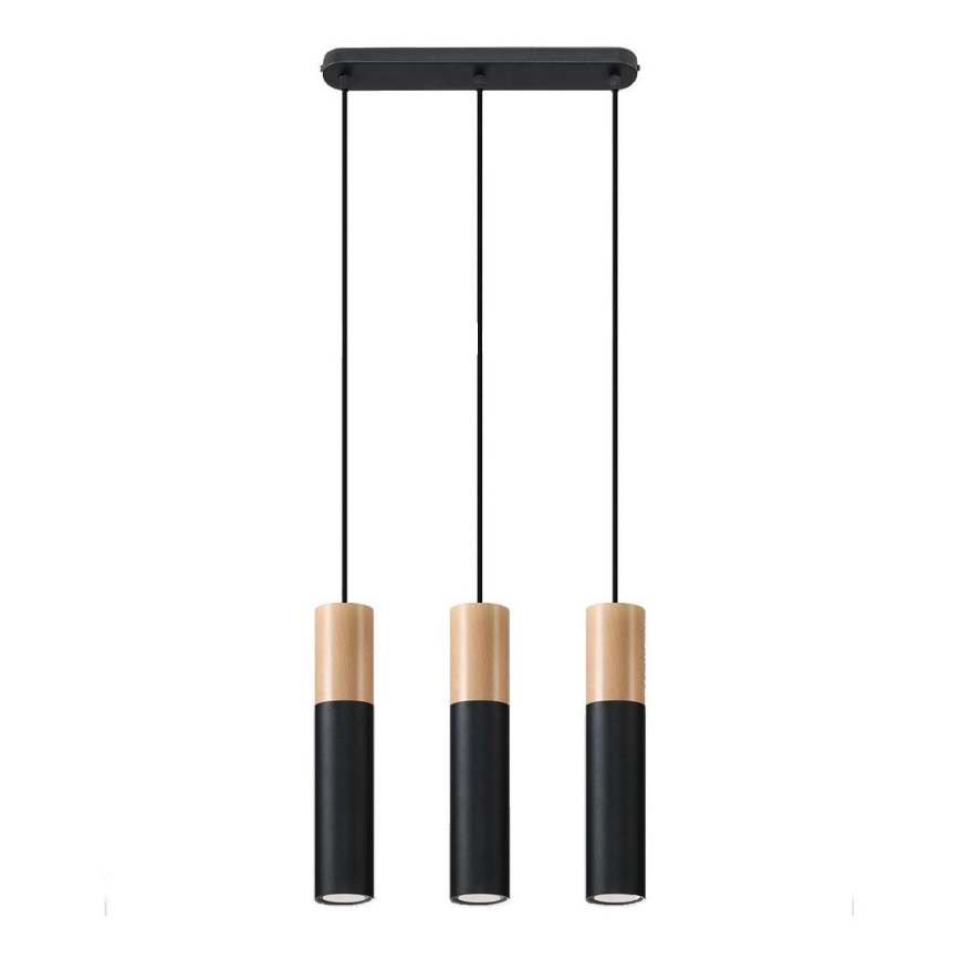 Candelabro suspenso PABLO 3xGU10/40W/230V preto/faia