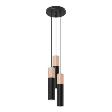 Candelabro suspenso PABLO 3xGU10/40W/230V preto/faia