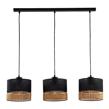 Candelabro suspenso PAGLIA 3xE27/60W/230V 60 cm vime
