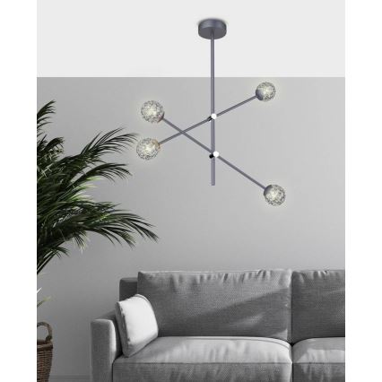 Candelabro suspenso PAKSOS 4xG9/5W/230V cinzento