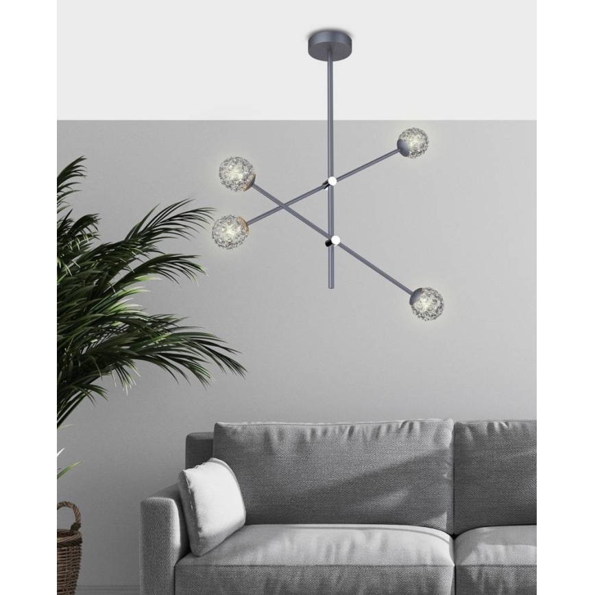 Candelabro suspenso PAKSOS 4xG9/5W/230V cinzento