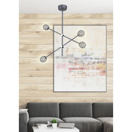 Candelabro suspenso PAKSOS 6xG9/5W/230V preto