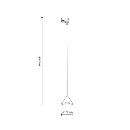 Candeeiro suspenso para sistema de carris monofásico CONO MINI 1xGU10/10W/230V preto