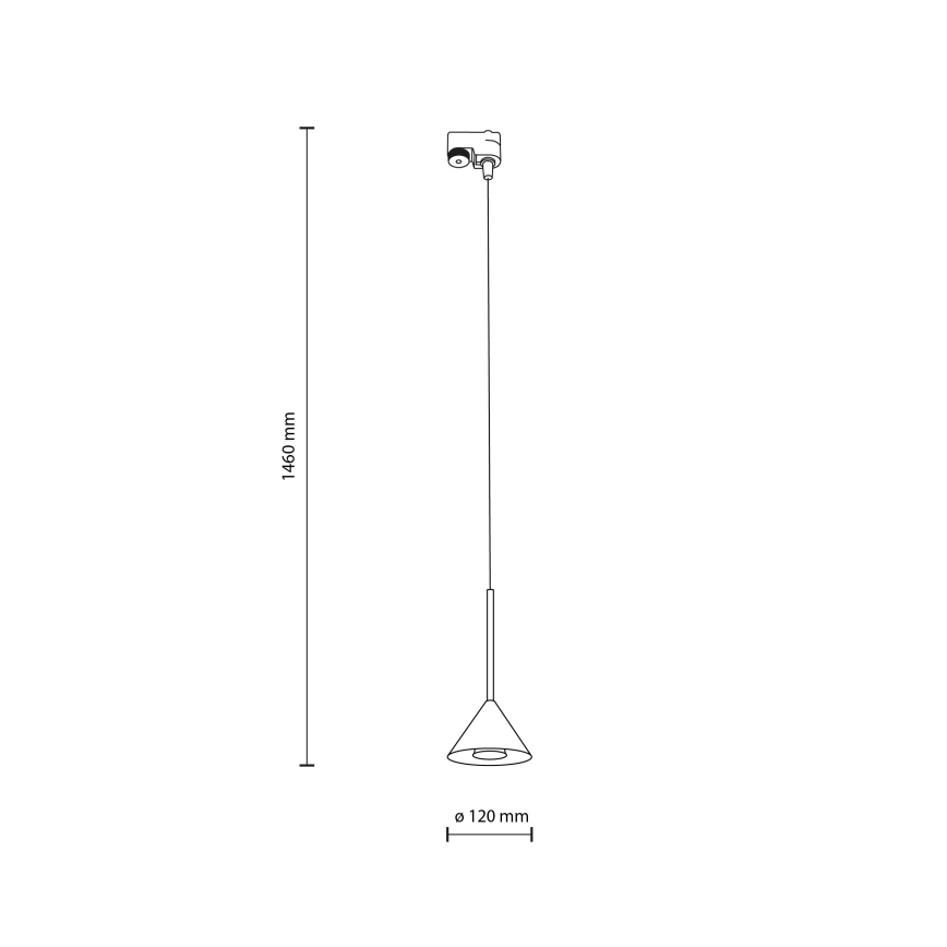 Candeeiro suspenso para sistema de carris monofásico CONO MINI 1xGU10/10W/230V preto