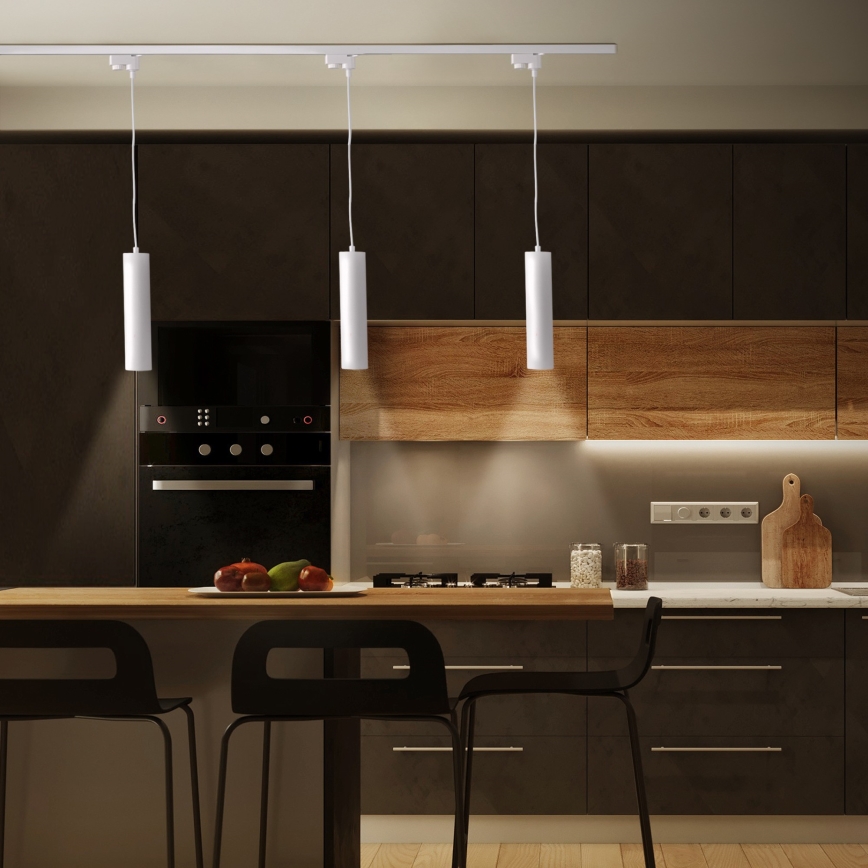 Candelabro suspenso para sistema de carril MARIBEL 3xGU10/10W/230V + 1 m sistema de carril branco