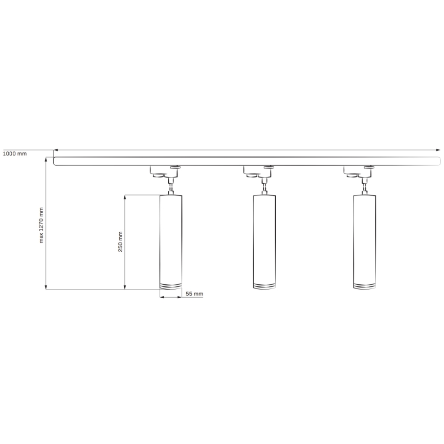 Candelabro suspenso para sistema de carril MARIBEL 3xGU10/10W/230V + 1 m sistema de carril branco