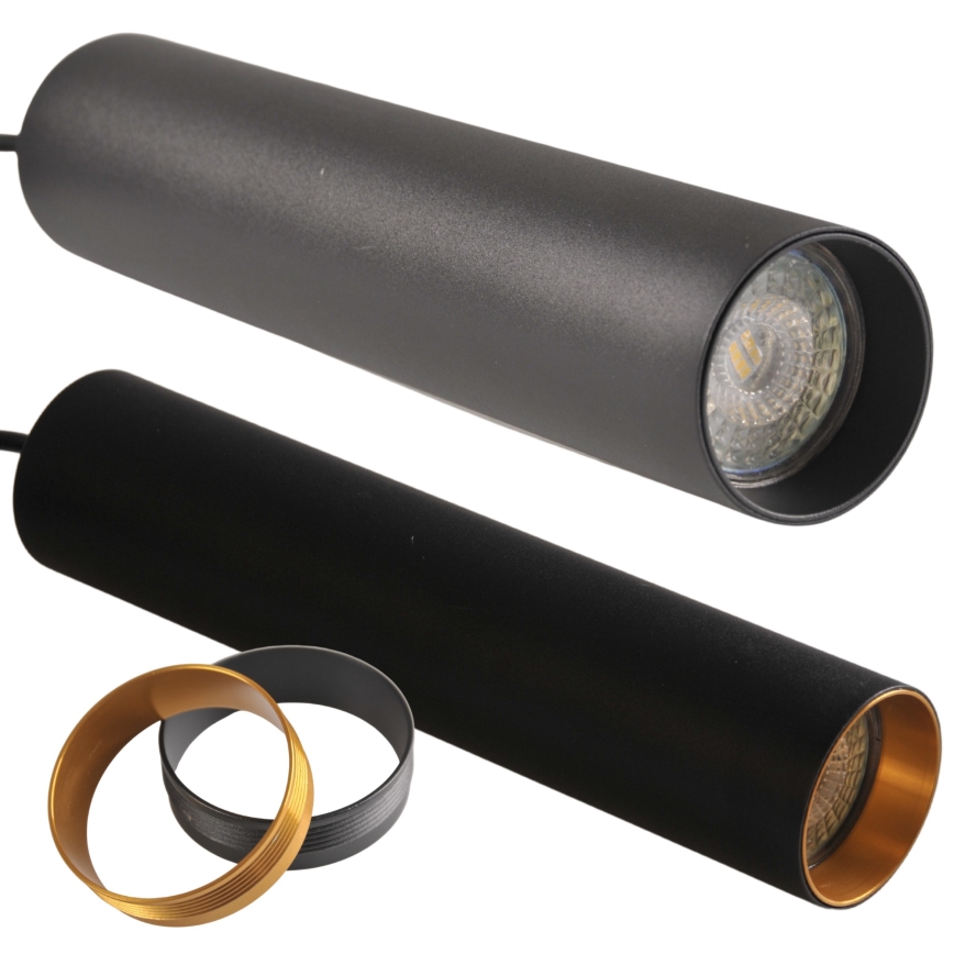 Candelabro suspenso para sistema de carril MARIBEL 3xGU10/10W/230V + 1 m sistema de carril preto