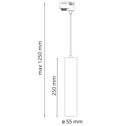 Candelabro suspenso para sistema de carril MARIBEL 3xGU10/10W/230V + 1 m sistema de carril preto