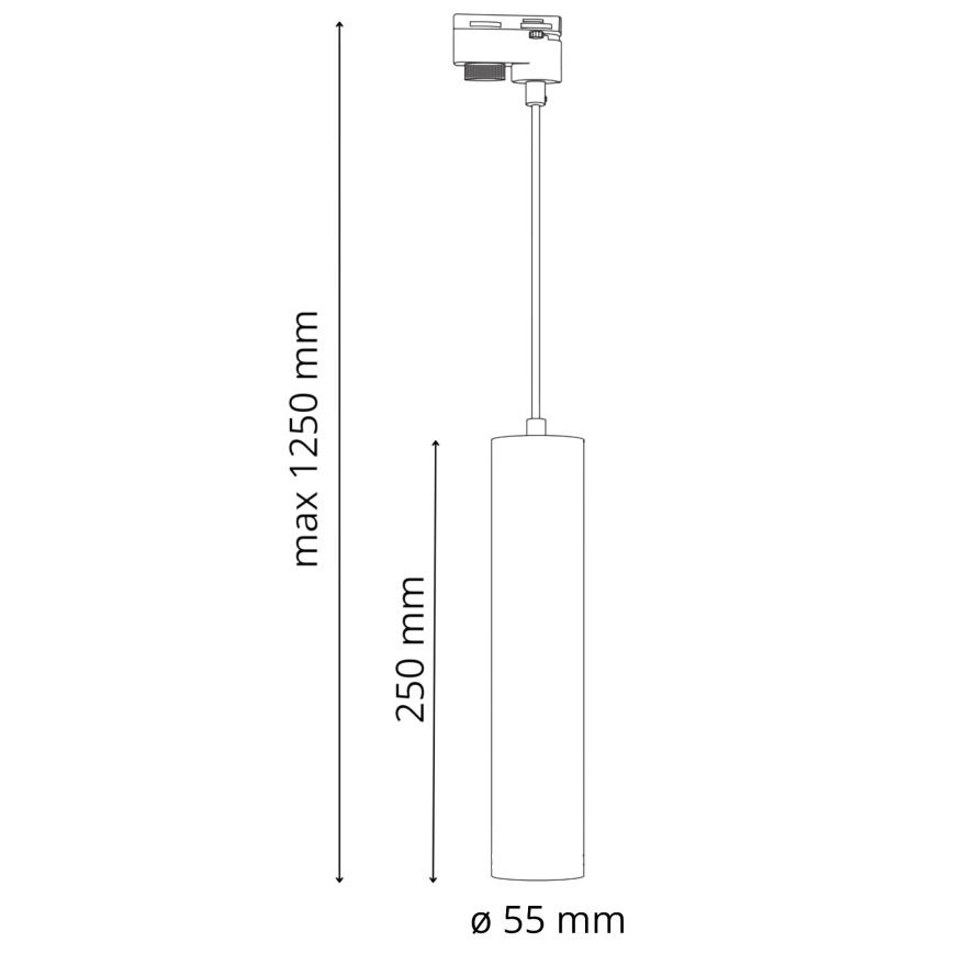 Candelabro suspenso para sistema de carril MARIBEL 3xGU10/10W/230V + 1 m sistema de carril preto