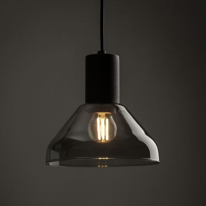 Candeeiro suspenso para sistema de carris monofásico NEO 1xE27/15W/230V preto/fumado preto