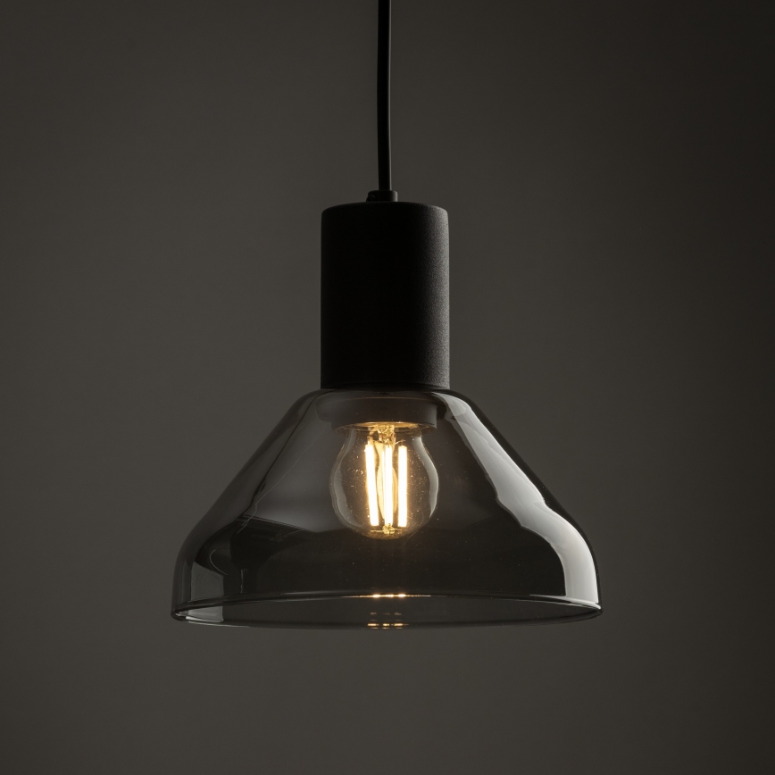 Candeeiro suspenso para sistema de carris monofásico NEO 1xE27/15W/230V preto/fumado preto