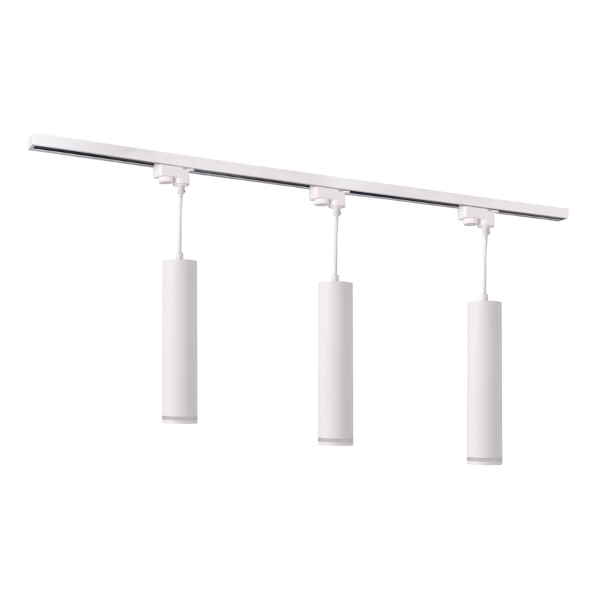 Candelabro suspenso para sistema de carril PARIS 3xGU10/10W/230V + 1 m sistema de carril branco
