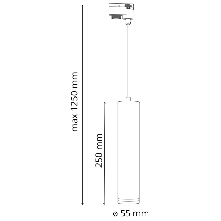 Candelabro suspenso para sistema de carril PARIS 3xGU10/10W/230V + 1 m sistema de carril branco