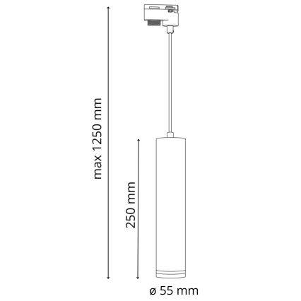 Candelabro suspenso para sistema de carril PARIS 3xGU10/10W/230V + 1 m sistema de carril preto