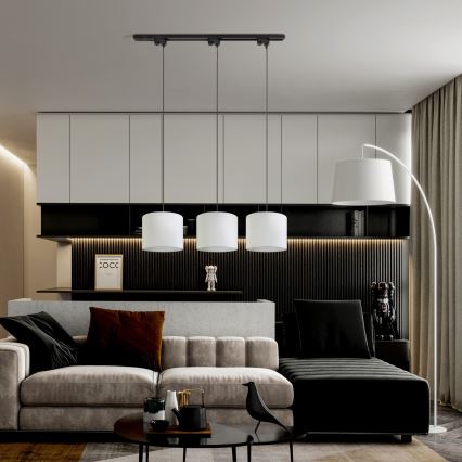 Candeeiro suspenso para sistema de carris monofásico TRACER 1xE27/15W/230V diâmetro 20 cm preto/branco