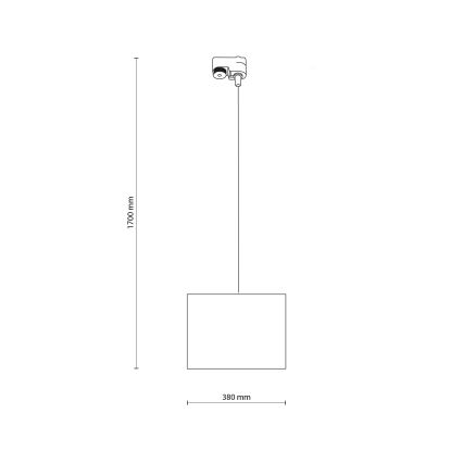 Candeeiro suspenso para sistema de carris monofásico TRACER 1xE27/15W/230V diâmetro 38 cm preto