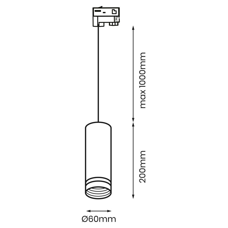 Candelabro suspenso para sistema de carril trifásico PIPE 1xGU10/25W/230V branco