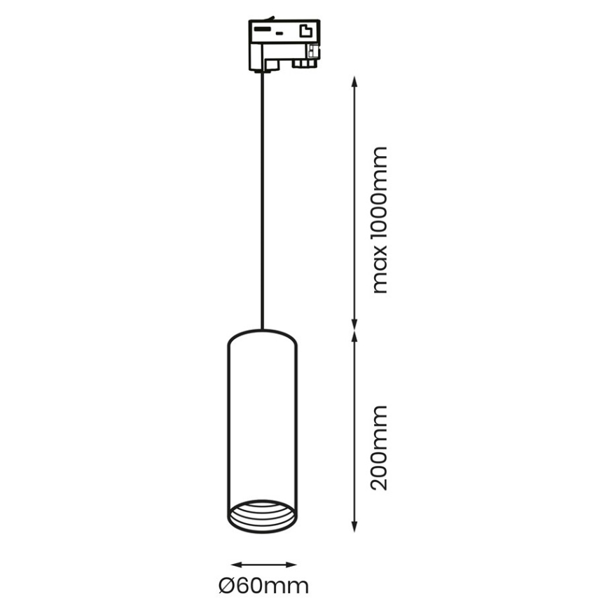 Candelabro suspenso para sistema de carril trifásico PIPE 1xGU10/25W/230V branco
