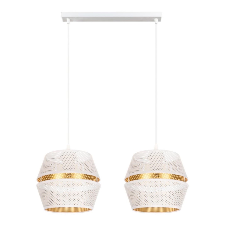Candelabro suspenso PARIS 2xE27/60W/230V branco/dourado