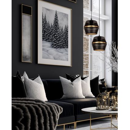 Candelabro suspenso PARIS 2xE27/60W/230V preto/dourado